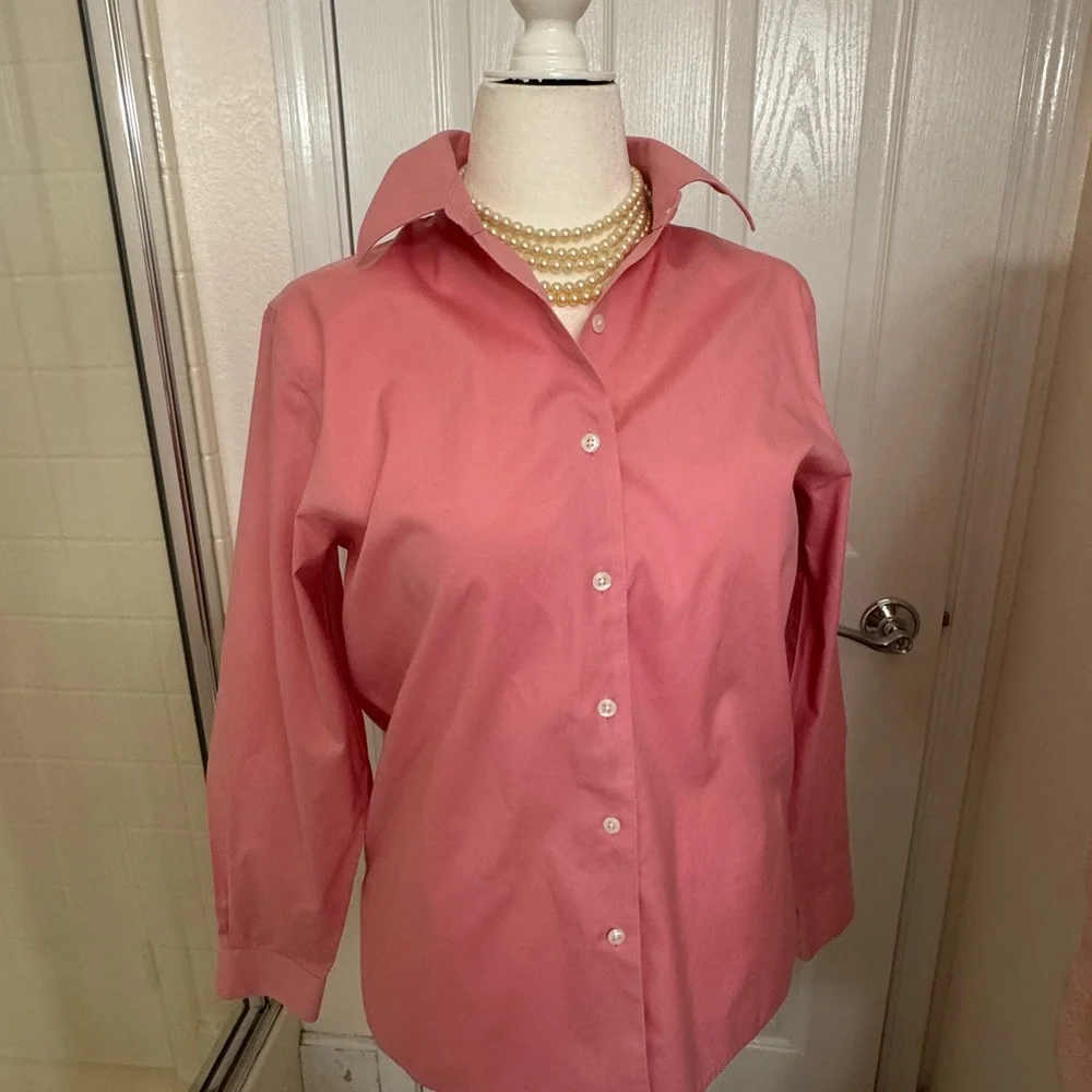 Foxcroft Women's Pink Button-Down Shirt - Picture 2 of 5